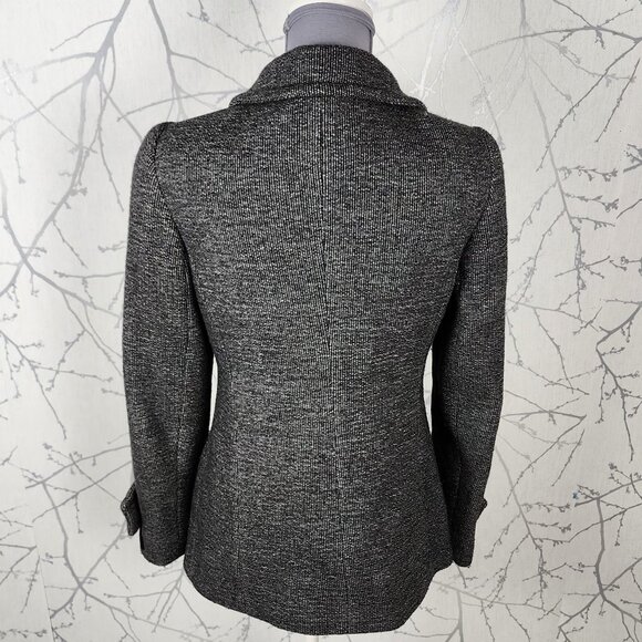 Babaton Gray Tweed 70% Wool Blend Double Breasted Howell Peacoat Preppy - Picture 3 of 10